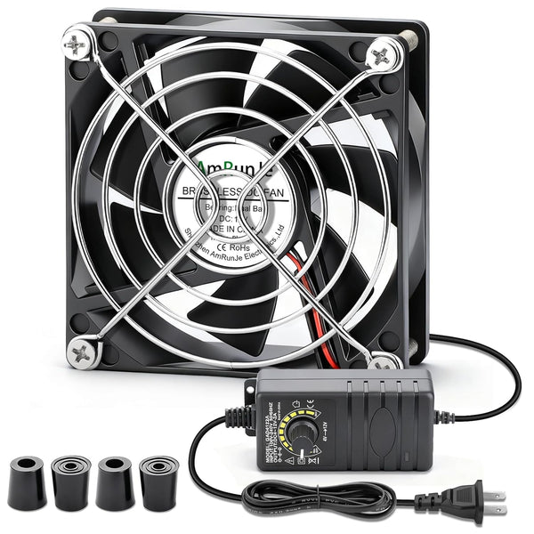 80mm 12v dc Small Computer Fan with AC Plug 110v 220v Variable