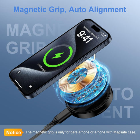 Magsafe Charger Pad, Wireless Phone Charger for iPhone 15 Pro Max/Plus, Fast Charging for Android