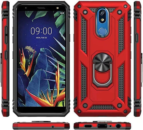 TJS Phone Case for LG K40/K12 Plus/X4/Solo LTE, with Full Coverage Tempered Glass Screen Protector