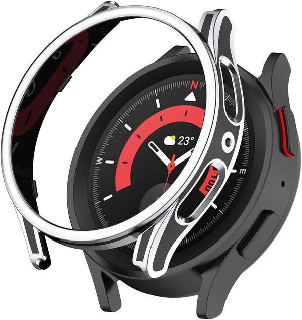 Smartwatch Full Coverage PC Protective Case with Tempered Glass Screen Protector for Samsung Watch 5 40mm, Durable