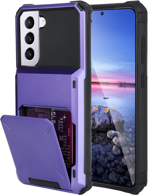 Wallet Case for Samsung Galaxy S22 with 4 Card Holder Slot - Shockproof Hybrid Heavy Duty Protection Armor Case