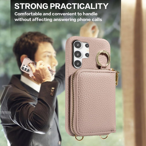 Furiet Wallet Case for Samsung Galaxy S24 Ultra 5G, Luxury PU Leather Zipper Flip Organ Purse, Card Holder Stand Cover