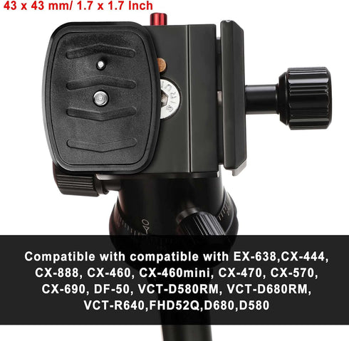 2 Pieces Tripod Quick Release Plate QB-4W (43 x 43 mm/1.7 x 1.7 Inch) Adapter Mount for Tripods and Cameras