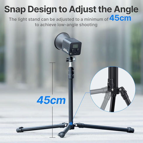 TT43 6.23ft Ulanzi Extendable Photography Light Stand, Adjustable Aluminum Tripod, Reversible Portable Studio Lighting