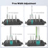 Vertical Laptop Stand for Desk, Adjustable Multi-Device Organizer with 6 Dividers, Removable Phone Stand, Black