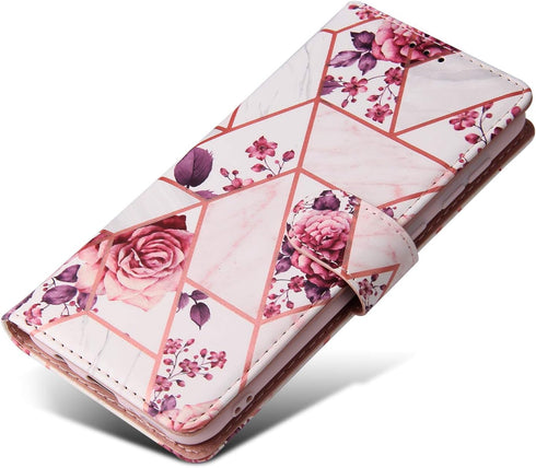 Asuwish Compatible with Samsung Galaxy S9 Plus Rose Gold Wallet Case with Tempered Glass Protector, Leather Flip Cover