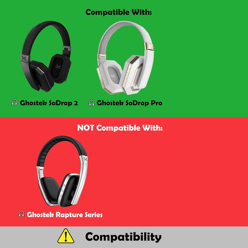 Professional Replacement Earpads Cushions Compatible with Ghostek SoDrop 2 soDrop Pro Wireless Bluetooth Headphone Ear Pads with Softer Protein Leather/Memory Foam