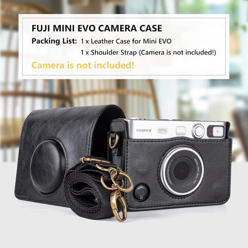 Mini EVO Camera Case, Vintage Leather Case Compatible with Fujifilm Instax Mini EVO, Fuji Instax Mini EVO Cover with