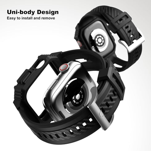 GELISHI Bands for Apple Watch 9/8/7, Rugged Men Sport Band with Protective Case for Apple Watch SE