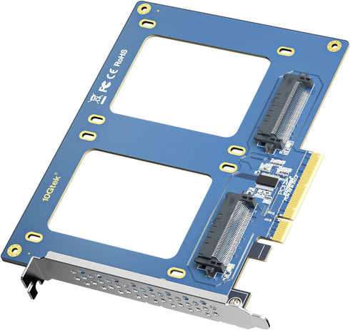 PCIe 3.0 Adapter Card to (2) U.2 SFF-8639, X8 for 2.5" U.2 NVMe SSD