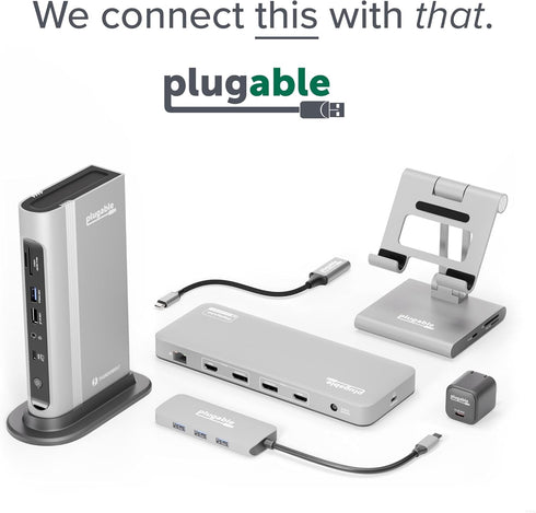 Plugable USB C to HDMI Adapter for Dual Monitors 4K 60Hz, Compatible with Windows, Chromebook, USB4 Laptops