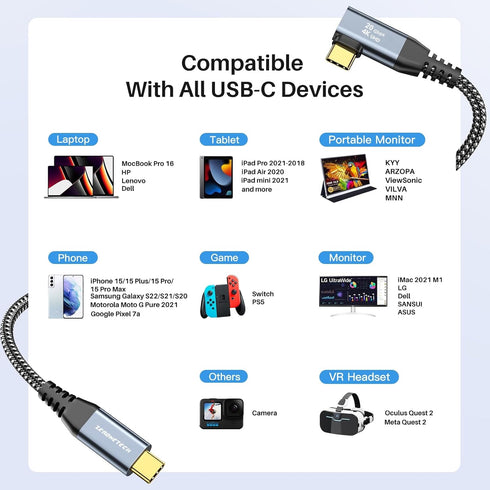 Short USB C to USB C Cable 1FT 2-Pack, USB C 3.2 Gen 2 Cable, 20Gbps High Speed Data Transfer, 4K USB C to USB C