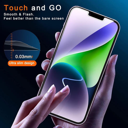 Ferilinso Privacy Screen Protector for iPhone 14 Plus & 13 Pro Max - 2 Pack, 9H Anti-Spy Tempered Glass & Camera Lens