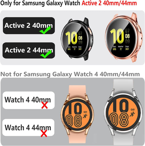 GEAK 3 Pack Compatible with Galaxy Watch Active 2 Case 44mm, Soft Full Cover Screen Protector for Samsung Smartwatch
