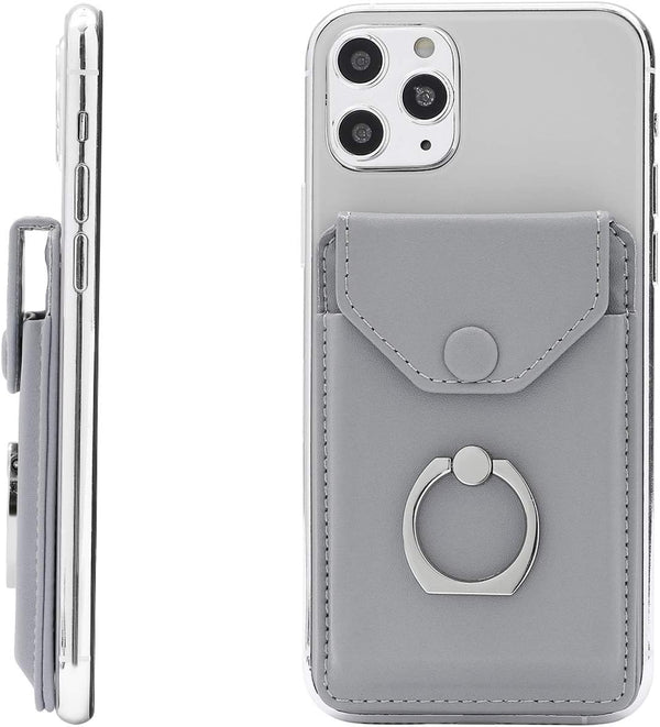 RFID Card Holder & Ring Stand for All Smartphones - Light Grey