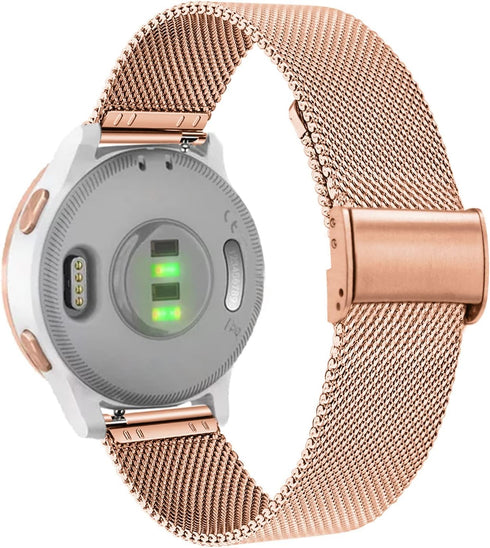 Abanen Watch Bands for Garmin Vivoactive 4S / Vivomove 3S - 18mm Quick Release Stainless Steel Metal Mesh Women