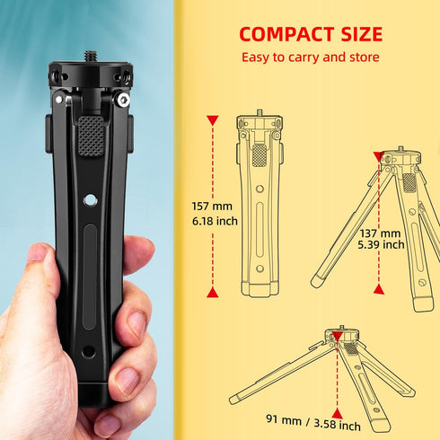 Zeadio etc(40kg/88lb Heavy Duty Metal Camera Tripod Stand - Universal Small Table Tripod for Camera, Gimbal, Action