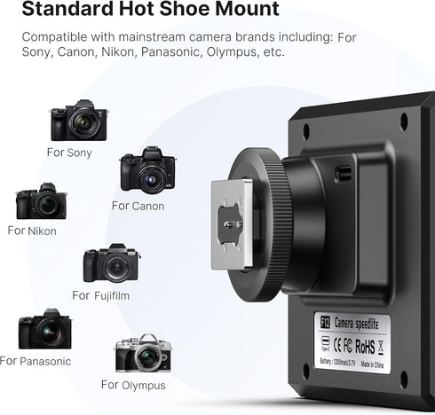 Ulanzi LM20 Camera Flash, Speedlite with GN12 / CCT 5600K for Canon, Fuji, Sony, Nikon, Panasonic, Olympus