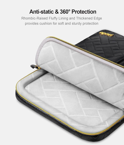 Lacdo 360° Protective Laptop Sleeve Case: Elegant Black, 15-15.6 Inch for Acer, HP, Dell, ASUS, Compatible with Various