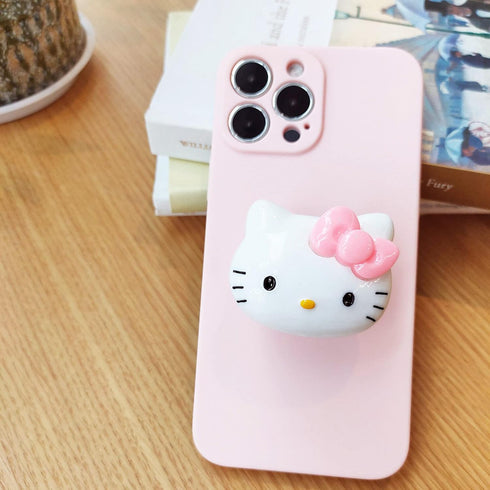 Kawaii Kitty Expanding Phone Grip, Cute Collapsible Mount Holder for Girls Women, Finger Snap Pop Grip Compatible with