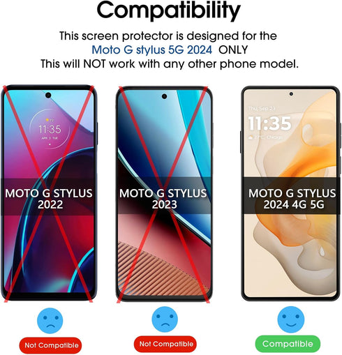 amFilm 3 Pack Tempered Glass Screen Protector for Motorola Moto G Stylus 2024 5G, Easy Installation, HD Clear