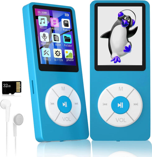 Xidehuy MP3 Player with 32GB TF Card,Built-in HD Speaker,Portable HiFi Music Player with