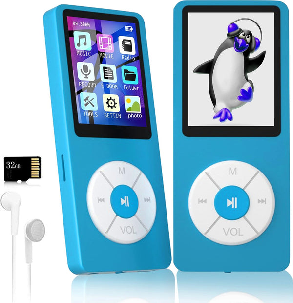 Xidehuy MP3 Player with 32GB TF Card,Built-in HD Speaker,Portable HiFi Music Player with