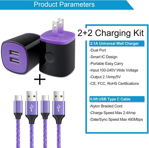 Fast Charger for Samsung Galaxy S24/S23/S23+/S22/S21/S21+/S21 Ultra/Note 20 Ultra/S20 FE 5G/S10 A10E A50 A11 A21 A51 A71 A9 A20 A14 A15, LG G9 Stylo 6/5, Phone Wall Charger Type C Fast Charging Cable by Sidpro