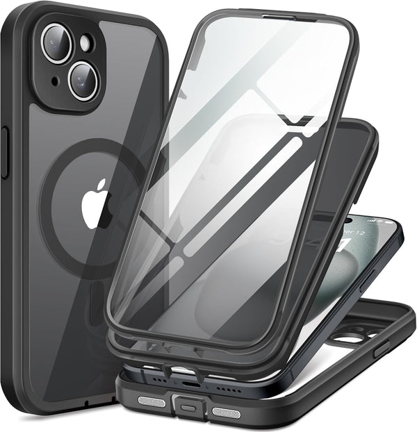 TIESZEN Magnetic Case for iPhone 15 Plus, Dustproof Design Compatible with Magsafe, Built-in Privacy Screen