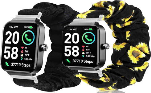 Compatible with Fitpolo IDW15 Smart Watch Bands, Fabric Elastic Scrunchie Elastic Watch Band Women Cute Replacement Straps Compatible with Fitpolo IDW15 1.8" Smart Watch / GAXIWILO, Parsonver, TMHAI, WMK, Quican, VERYFIT, Aeac IDW15 Smartwatch