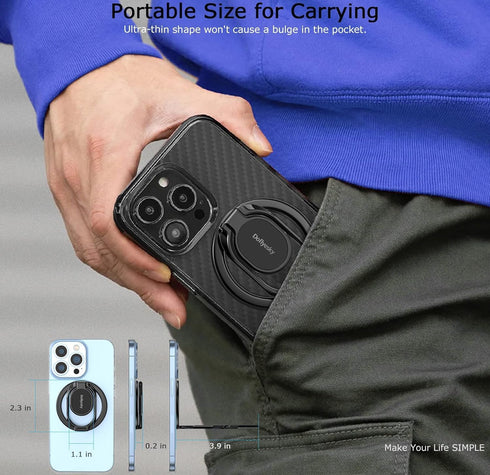 Doflyesky Magnetic Phone Ring Grip Holder, Dual-Sided Magnetics Adjustable Gym Finger Ring Grip Kickstand, Removable