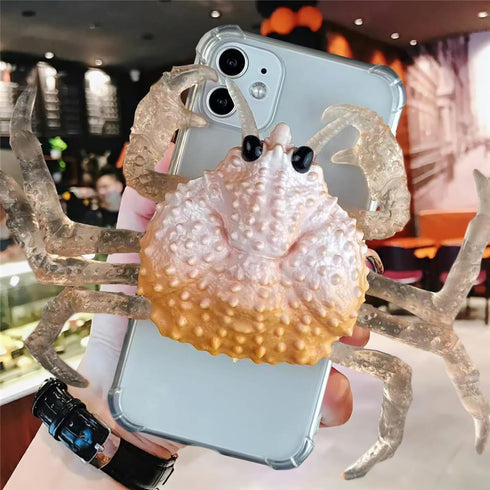 Seconddog 3D Pinch 11,Trendy 11(Orange) Finger Crabs Funny Stretching Decompression Phone Case Compatible with iPhone