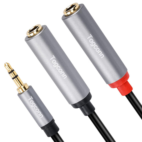 Togconn 1/8 Inch to Dual 1/4 Inch Audio Y-Splitter Cable 0.6 Feet,3.5mm TRS