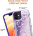 Asuwish iPhone 12 Mini Case 5.4" - Bling Liquid Glitter, Clear Hybrid Silicone, Military Grade Protection, Purple.