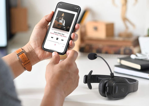 Aluratek Wireless Bluetooth 5.0 Headset ABHM100F, Hi-Fi Over-Ear Headphones with Noise Cancelling, Comfortable