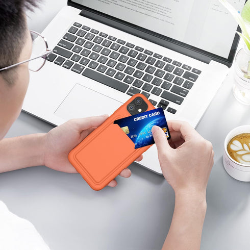 kwmobile Apple iPhone 11 Case - TPU Phone Cover with Credit Card Holder - Orange