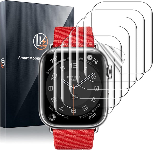LK 6 Pack Screen Protector for Apple Watch 45mm Series 9 8 7, Anti-Scratch, Self-Healing TPU, Bubble Free, HD
