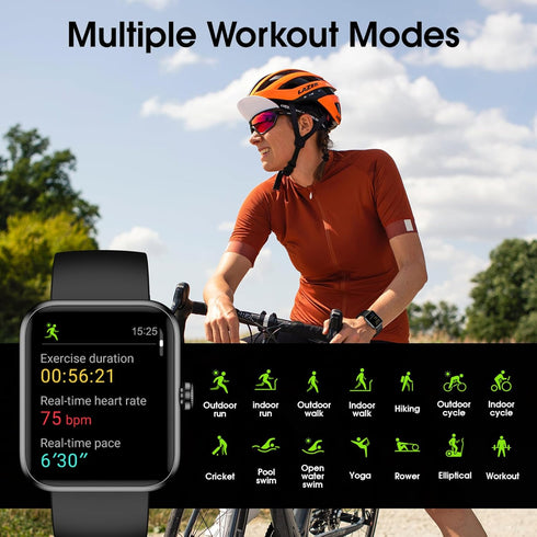 Smart Watch, Fitness Tracker, 45mm Touchscreen, Heart Rate Monitor, Blood Oxygen, Sleep Tracking, IP68 Waterproof,