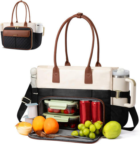 LOVEVOOK Teacher Tote Bag for Women, Laptop Bag Briefcase with Accordion File