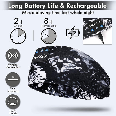 LC-dolida Bluetooth 5.2 Sleep Headphones, Wireless Headband Earphones, Sleep Mask for Sports, Gifts, Yoga, Travel