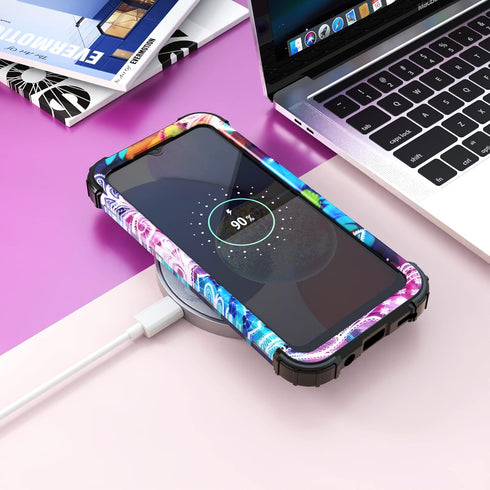 IDweel Galaxy A15 5G Case - Daisy, 3-in-1 Shockproof Protection, Tempered Glass Screen & Camera Lens Protectors.