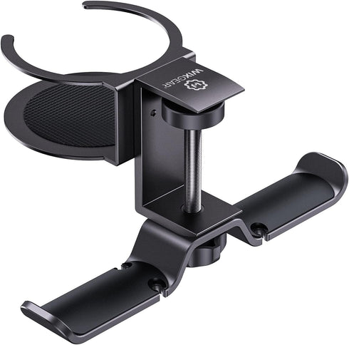 WixGear 2 in 1 Headphone Stand, PC Gaming Headset Cup Holder with Cable Organizer, 360° Adjustable Arm Clamp
