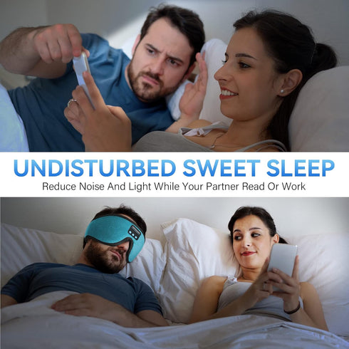 Sleep Headphones, 3D Bluetooth Sleep Mask, Washable with Ultra Thin Stereo Speakers, Microphone for Insomnia Travel