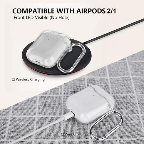 AIRSPO Clear Soft TPU Case for Apple AirPods 1/2 - Protective Cover with Keychain, Compatible with Wireless Charging.