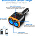 PD20W USB-C QC3.0 Fast Charger Car Adapter 120W 2-Socket 12/24V with Dual USB-A, LED Voltmeter, Replaceable Fuse