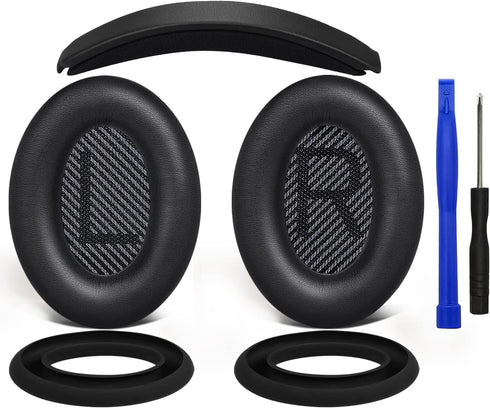 SOULWIT Ear Pads Cushions + Headband + Silicone Earpads Cover, Replacement Kit for Bose QuietComfort 35 QC35, QC35 ii