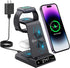YiJYi 3 in 1 Wireless Charging Station with Digital Clock for iWatch SE/6/5/4/3/2/1, AirPods Pro, iPhone 15/14/13/12/11