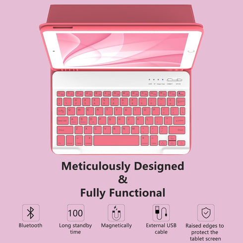 Keyboard Case for iPad 10.2" 9th 8th 7th Generation, Detachable Bluetooth Keyboard & Pencil Holder, Auto Sleep/Wake