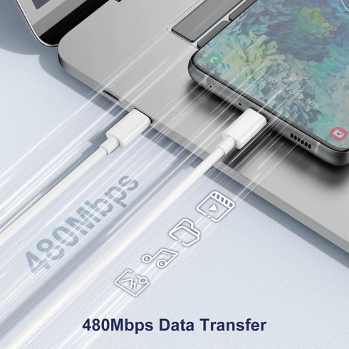 Hididi 1m &2m Pack 2 60W 480Mbps 16/15/17, USB C Cable of Male to Male Type C Fast Charging Cable Speed, USB-IF