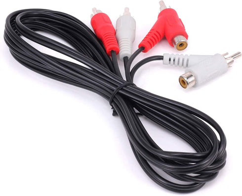 RCA Audio Piggyback Extender Cable - 5Ft 2 RCA Male to 2 RCA Male + RCA Female Piggyback Extension Audio Video AV